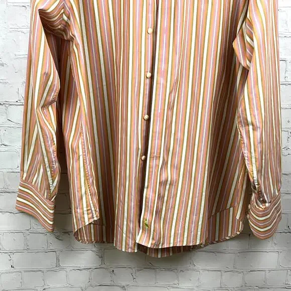 Tailor Byrd Mens Large Dress Shirt Button up Stiped Careerwear Office Salmon - Picture 5 of 14